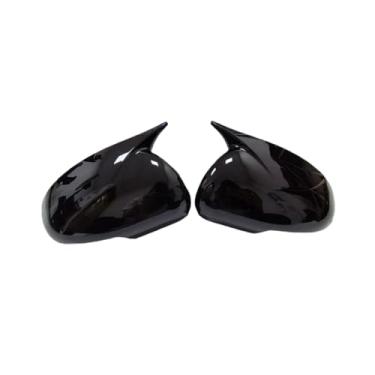 Imagem de Adesivo de carro retrovisor lateral espelho capa chifre asa tampa exterior porta traseira caso guarnição fibra de carbono olhar Compatível com kia rio 2011-2017(With Light Black)