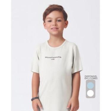 Imagem de Camiseta infantil menina verão leve inspiradora estilosa - Azul e OffWhite - Menino 4 a 14 anos-Masculino