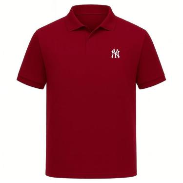 Imagem de Camisa Gola Polo Basica Piquet Camiseta Estampa NY Algodao Poliester Confortavel Lisa Botao Moderna-Masculino