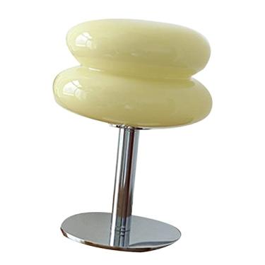 Imagem de AMONIDA Luminária de Mesa de Vidro Fofa Com Eficiência Energética, Luminária de Mesa USB Com Luz Suave, Abajur de Ovo e Tart, Dormitório para Meninas (Bege)