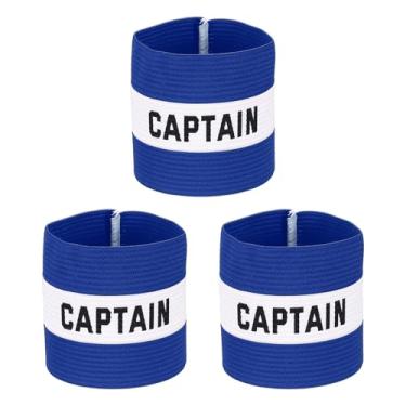 Imagem de YELARXI Braçadeira Capitão, Braçadeira de Capitão de Futebol Elásticas Ajustáveis Braçadeiras Líder Equipe Esportiva Banda de Jogador de Rugby 13 x 8,6 cm e Azul/Branco e 3 Peças-Adequado para
