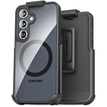 Imagem de Encased Capa de cinto para Samsung Galaxy S25 FE com clipe de coldre, série SlimShield magnética - compatível com MagSafe (preta/transparente)
