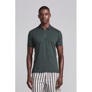 Imagem de Camisa Polo com Zíper Malha Slim Fit - Verde Floresta - HIGHSTIL, Verd