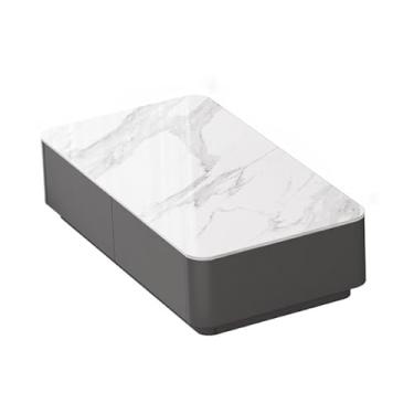 Imagem de Mesa de centro simples de madeira maciça, sala de estar de tamanho pequeno, uso doméstico, móveis domésticos de tábua de pedra (cinza)