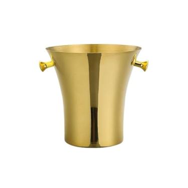 Imagem de Recipiente de gelo balde de gelo balde de gelo de aço inoxidável balde de gelo festa balde de champanhe balde de vinho cerveja vinho champanhe balde de gelo vinho cerveja champanhe balde (ouro)