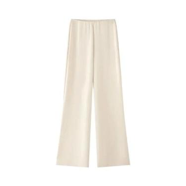 Imagem de Conjunto De Calças De Cetim De Cintura Alta Para Mulheres, Calças Reta