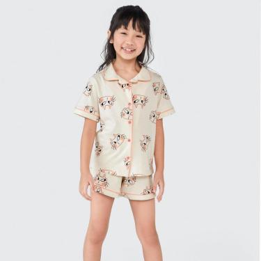 Imagem de Conjunto Pijama Curto Infantil Menina Bege Gatinha Hering-Feminino