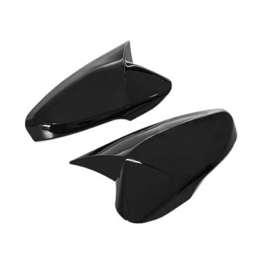 Imagem de Capa para espelho retrovisor de carro, capa de fibra de carbono/preto brilhante, asa lateral, compatível com hyundai veloster 2012-2017, acessórios(Glossy Black)