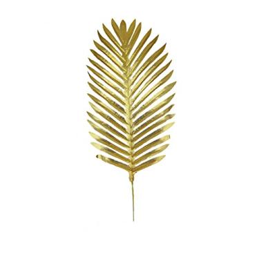 Imagem de NevStp 5/10 peças de folha de cauda dispersa artificial dourada verde planta de seda falsa para casamento, festa de aniversário, decoração de casa, folhas de palmeira, D03, 5 peças