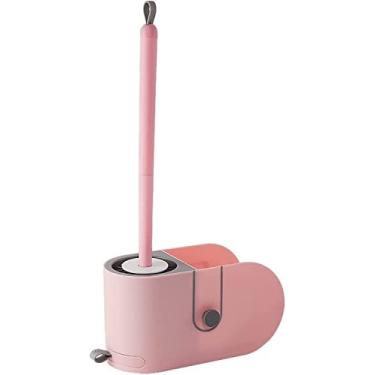 Imagem de Conjunto de escova de vaso sanitário com suporte, cabeça de escova de silicone macio, caixa de armazenamento de vaso sanitário durável acessórios de banheiro suporte de escova de banheiro (B) (A)