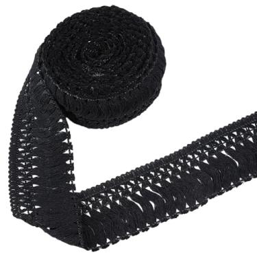 Imagem de GORGECRAFT 4,6 m franja de franja de algodão 48 mm de largura Boho macramê fita de borla preto enfeites de borda de renda para roupas cortina cobertor fronha enfeites DIY costura artesanato decoração