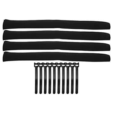 Imagem de Manga para gerenciamento de cabos Organizador de cabos 4 unidades de manga de fio de neoprene com zíper e gravatas para eletrônicos de escritório doméstico preto 49 cm 19,3 pol.