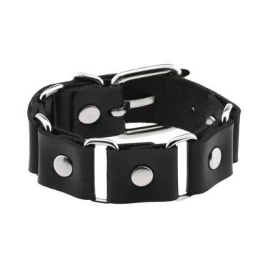 Imagem de Pulseira Unissex De Couro PU Estilo Punk Rock Hip Hop Com Caveira, Cor
