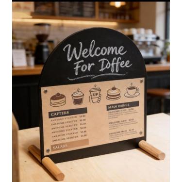 Imagem de Quadro de menu de mesa comercial com suportes magnéticos e superfície de escrita de giz – Suporte de exibição A4/A5 para promoções diárias, promoções e códigos QR para restaurantes, cafés, serviços de