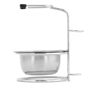 Imagem de Suporte para Pincel de Barbear e Conjunto Tigela em Metal Sabonete Homens Ferramentas Grooming Barba 2-em-1 Robusto Organiza Itens Diário Kit Lavável Balcão Banheiro