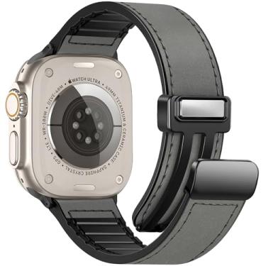 Imagem de WestEagle Pulseiras de couro magnético compatíveis com Apple Watch séries SE/10/9/8/7/6/5/4/3/2/1 de 42 mm (série 10) 41 mm, 40 mm e 38 mm