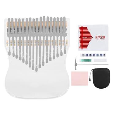 Imagem de XUYUH 17 teclas de polegar transparente piano kalimba dedo piano iniciante teclado presente para crianças adultos iniciantes
