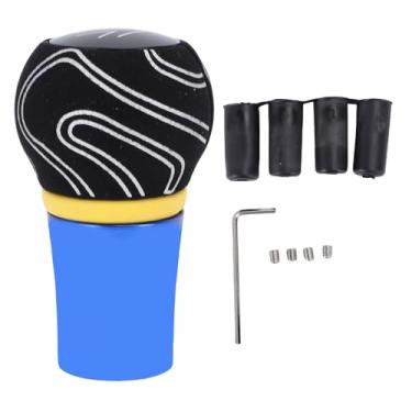 Imagem de SUNGOOYUE Botão do Deslocamento de Engrenagem da Camurça, Shifter da Vara Engrenagem do Carro Liga de Alumínio Deslizamento Com 4 Adaptadores para a Maioria Dos Veículos de (Azul)