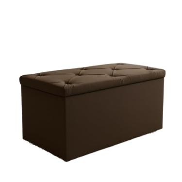 Imagem de Puff Baú Organizador Sued Capitonê Marrom 90x40x48 Assento Quarto Sala