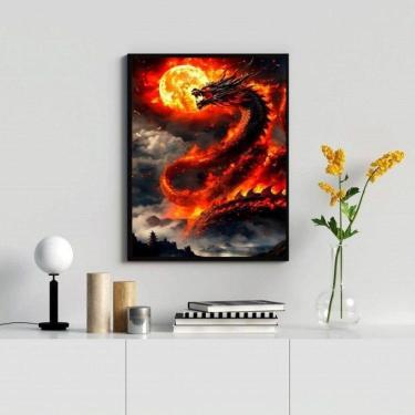 Imagem de Quadro Decorativo Dragão Com Fogo 33X24Cm