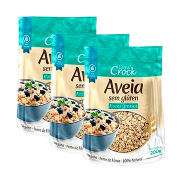 Imagem de Kit 3X: Aveia em Flocos Grossos Sem Glúten Leve Crock 200g