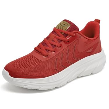 Imagem de Larwen Tênis feminino para caminhada: tênis leve e confortável para corrida atlética, Vermelho, 36
