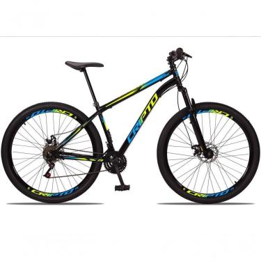 Imagem de Bicicleta Aro 29 Aço Carbono 21v Cripto Freios A Disco - Preto/verde E Azul - 17 Preto/verde E Azul