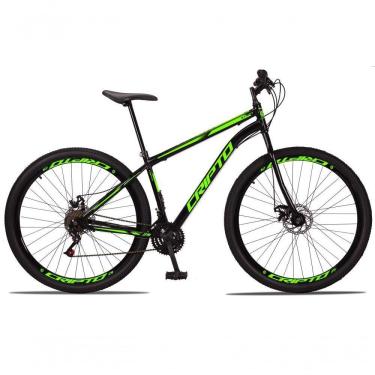 Imagem de Bicicleta Aro 29 Aço Carbono 21v Cripto Freios A Disco Garfo - Preto/verde - 17 Preto/verde