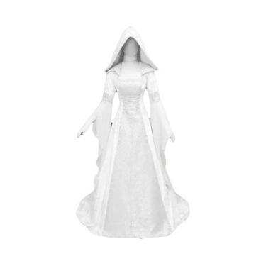 Imagem de Vestido De Bruxa Deluxe Com Capuz Para Mulheres, Fantasia Medieval Ren