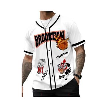Imagem de Camiseta Masculina De Verão Com Estampa 3D De Letras E Beisebol, Respi