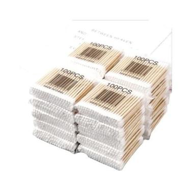 Imagem de Cotonetes Descartáveis De Ponta Dupla 100/500 Unidades, De Madeira, Re