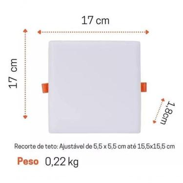 Imagem de Painel Led Frameless 24w 3000k Quadrado Branco - 24w