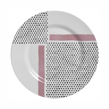 Imagem de Prato Raso Alleanza Geométrica Redondo Branco 28,5cm
