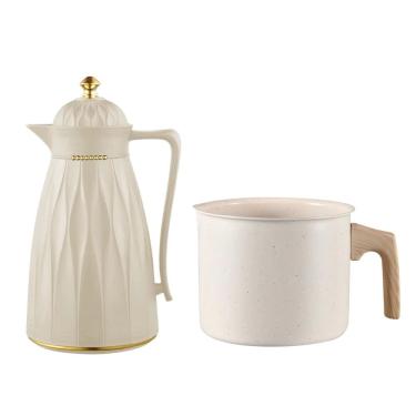 Imagem de Kit Garrafa Térmica 1L Khadija + Leiteira 1,63L Ecoglide Antiaderente, Compatível Com Indução Tuut