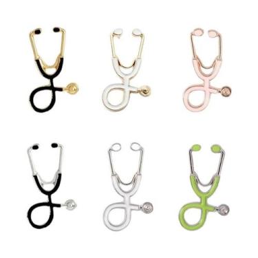Imagem de Broche De Liga De Prata Com Design Criativo De Estetoscópio Geométrico
