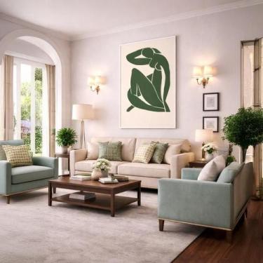 Imagem de Quadro Canvas Matisse A Linha Verde 60X40Cm Mold Branca - Quadros On-L