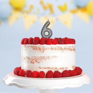 Imagem de Vela Aniversário Puro Glitter Prata Nº 6 Com 1 Un. - TAMAROZZI EMBALAG
