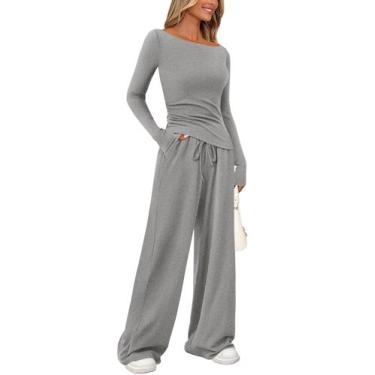 Imagem de Conjunto Feminino de Moletom PRETTYGARDEN Cinza Pequeno Manga Longa