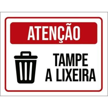 Imagem de Kit 10 Placas Sinalização - Atenção Tampe A Lixeira Ícone - Sinalizo