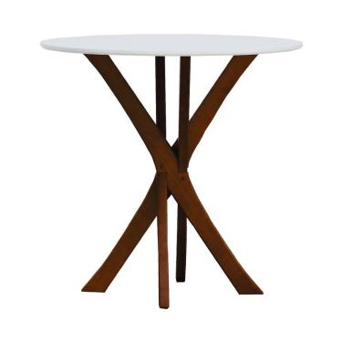 Imagem de Mesa De Jantar Tiê Tampo Redondo ø80 Amêndoa-branco