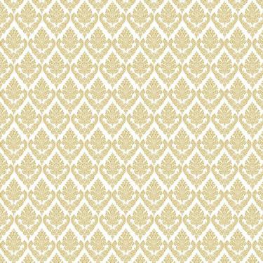 Imagem de Papel De Parede Arabesco Ouro E Branco Adesivo Sala Quarto
