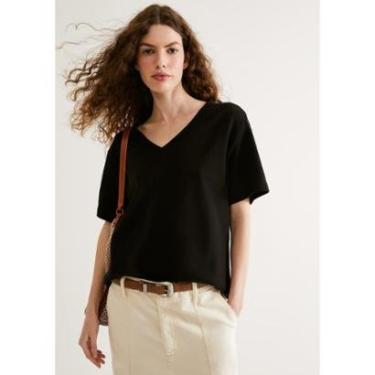 Imagem de Camiseta Feminina Oversized Decote V Em Malha Interlock-Feminino
