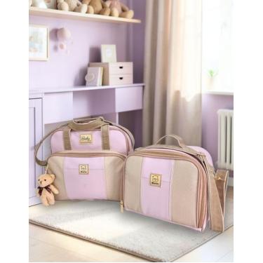 Imagem de Kit Bolsas Maternidade Média e Térmica Bebê Enxoval Menina Menina + Tr
