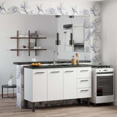 Imagem de Armário Gabinete para Cozinha em Aço Pia 150cm Novo Vênus Branco