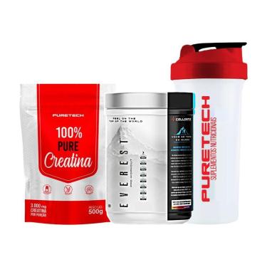 Imagem de Kit Pré treino Everest 450g - Cellgenix + Creatina 100% Pure 500g + Coqueteleira - Puretech-Unissex