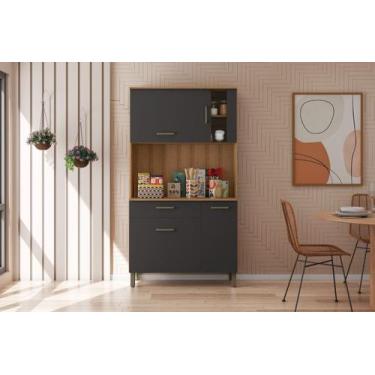 Imagem de Armário De Cozinha Multiuso Com 4 Portas Gaveta e Cristaleira Vp - Mad