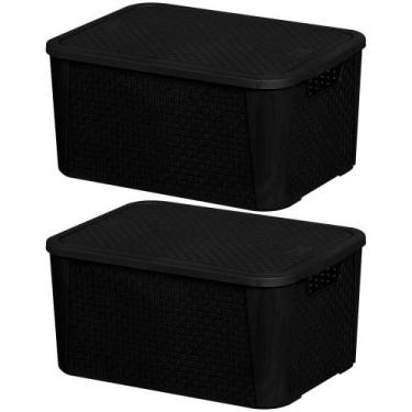 Imagem de Caixa Organizadora Rattan 8,8 Litros 2051 com 2 Unidades PLASNEW