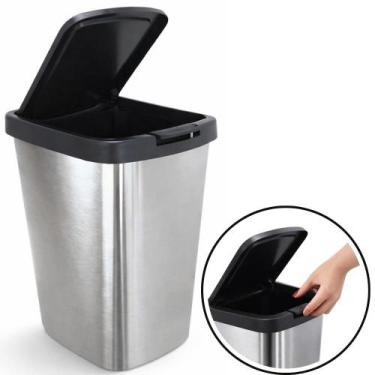 Imagem de Lixeira Retangular 9 Litros Cesto De Lixo Com Tampa Escritório Cozinha