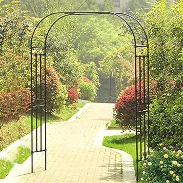 Imagem de Arco de treliça de jardim, caramanchão largo preto, arco de pérgola resistente, para pl...