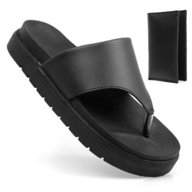 Imagem de Sandália Papete Feminina Asa Delta De Dedo Baixa Flat Moda Tendência Verão Confortável + Carteira-Feminino